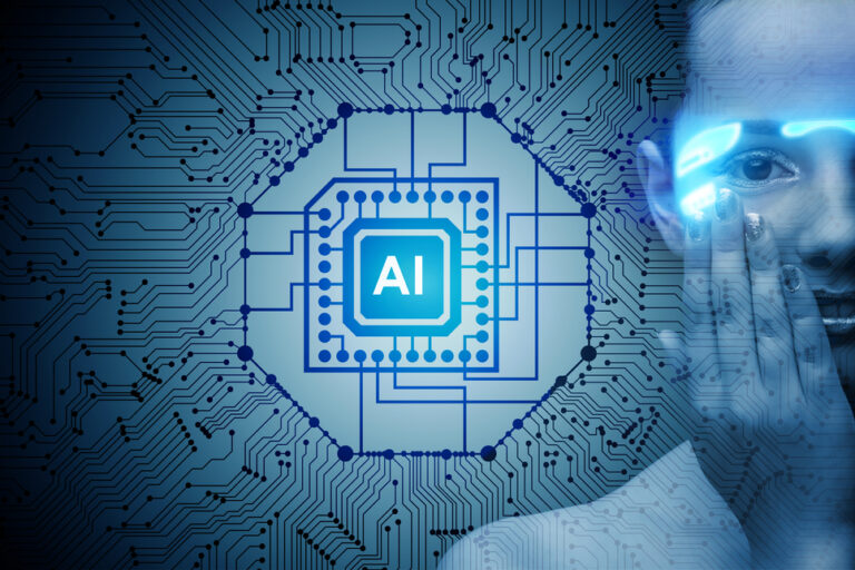 Artificial intelligence concept with woman